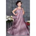Girls Multi layer floor length Gown-ONION PINK