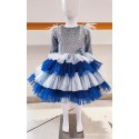 Girls knee length party frock-gray