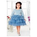 Girls knee length party frock-blue