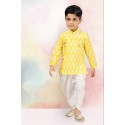 Boys printed indo westtern sherwani set-yellow