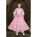 Girls lucknowee style cotton kurti and pant set - pink