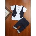 Infant boys jacket style t-shirt and pant set