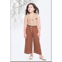 Girls floral top and pant-brown