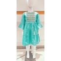 Girls all over embroidered pant style ethnic dress-BLUE