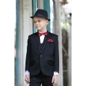 Black colour 4 piece suit for boys with bowtie