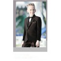 Brown color solid 4 piece suit for boys with bowtie