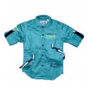 Boys turn up sleeves with reflection belt styled shirt-green