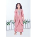 Girls indo western dress with pleated palazo pants and short shrug