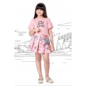 girls skirt and top with bag - pink