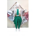 Girls 3 pc dhoti and top set with shrug -green