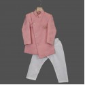 Boys jacquard fabric indo western-pink