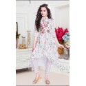 Girls all over embroidered pant style ethnic dress - WHITE