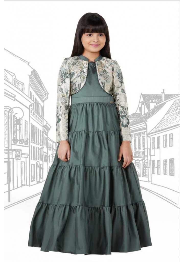  Girls western gown with jecket - olive