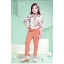 Girls floral top and pant-peach