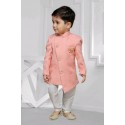 Boys jacquard fabric indo western-pink