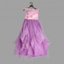 PRE ORDER HAND EMBROIDERED BUTTERFLY LAVENDER DRAPED GOWN WITH CRYSTAL AND FUR