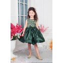 Green Satin  party frock with sequence work 