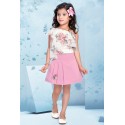 girls skirt and top with bag - pink
