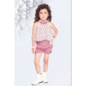Girls stylish top with shorts - pink