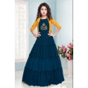 Girls western gown with jecket- blue